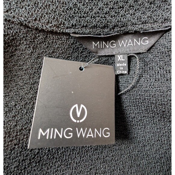 NWT Ming Wang Size XL Jacket Tiered Sculptural Lapel 3/4 Sleeve Black Textured - Picture 6 of 13